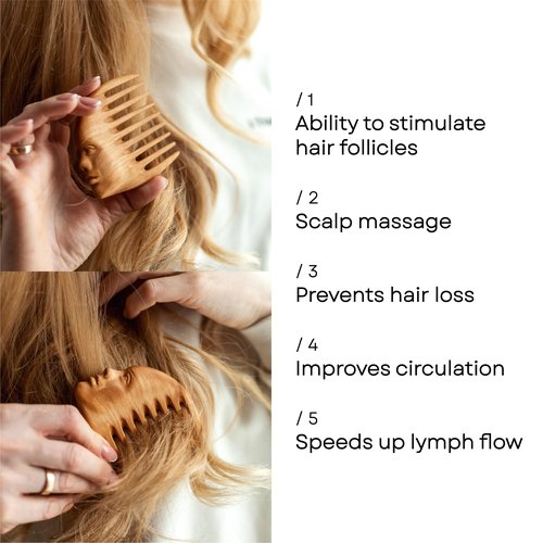 Product image Handmade Wooden Hair Comb for Women Natural Wood Hair Care Scalp Massager Eco-Friendly Perfect for use with Balms and Oils French Hair Comb Wooden Comb for Long Hair Wide Tooth Comb (Pear)