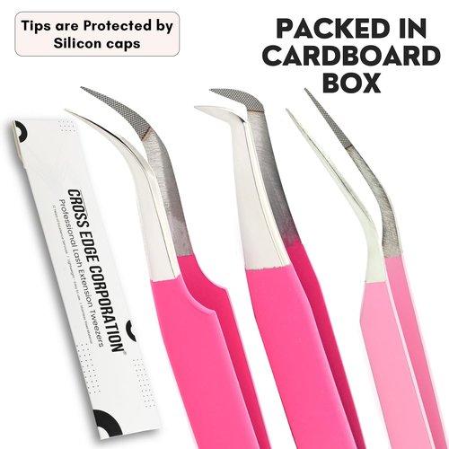 3pcs Micro Grip Lash Tweezers Set – Curved Classic, Boot Volume & Lightweight Isolation for Eyelash Extensions, Stainless Steel, Non-Slip, Professional Fiber Tip Tweezer Application Kit