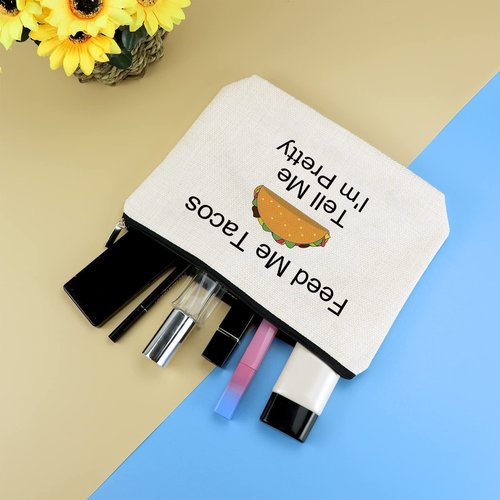 Funny Taco Lover Gifts Makeup Bag Gift for Women Girls Taco Day Gift Taco Party Gift Girlfriend Wife Soulmate Birthday Anniversary Christmas Wedding Gift for Friends Sister Cosmetic Bag Pouch