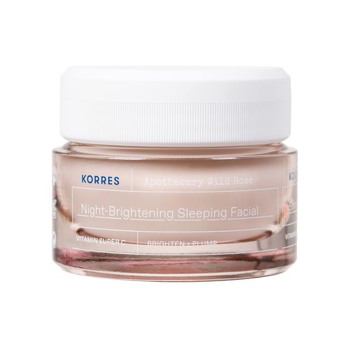 KORRES Wild Rose Skin Brightening Night Cream, Hydrating Face Moisturizer with Vitamin C, Hyaluronic Acid and Turmeric Extract, Overnight Facial Cream for Women with Tired, Depleted Skin, 40 ml