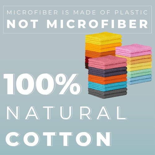 DecorRack 10 Pack 100% Cotton Wash Cloth, Luxurious Soft, 12 x 12 inch Ultra Absorbent, Machine Washable Washcloths, Assorted Set 4 (10 Pack)