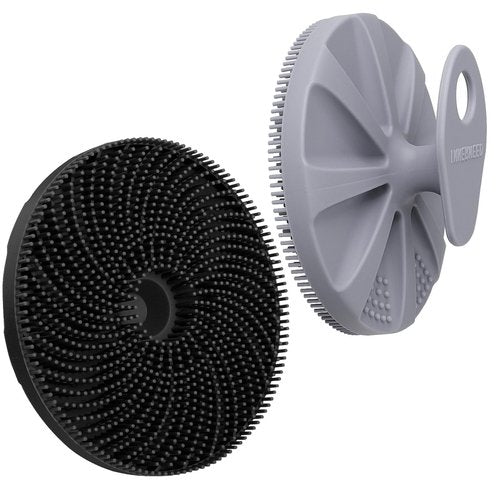 INNERNEED® More Hygienic Silicone Body Scrubber Exfoliating & Massaging Shower Brush, Bathing Tool, for All Skin Types, Lathers Well, Longer Service Life (Black+Gray)