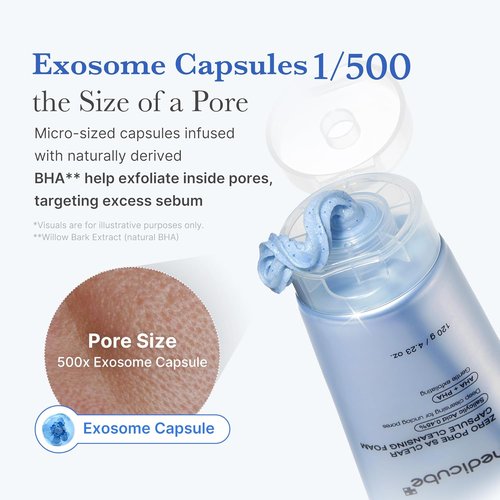 Medicube Facial Cleanser - Zero Pore Capsule Cleansing Foam | Gentle Daily Cleanser for Blackhead & Pore Care | AHA, BHA & PHA Formula, 4.23 oz