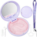 Gaboolo Retainer Case with Mirror and Lanyard,Slim Aligner Case with Vent Holes,Cute Dental Brace Box with Retainer Removal Tool and Brush (Purple Pink with Lanyard)