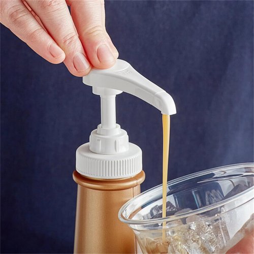 5ml High Output Syrup Pumps, 38/400 Neck Size Plastic Ribbed Dispensing Pumps for Coffee Syrup, Flavor, and Sauce Bottles (Pack of 4)