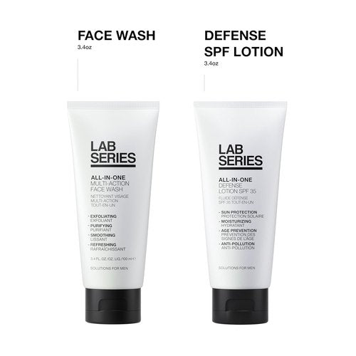 Lab Series Men's Daily Skin Care Set - All-In-One Face Wash & Moisturizer with SPF 35