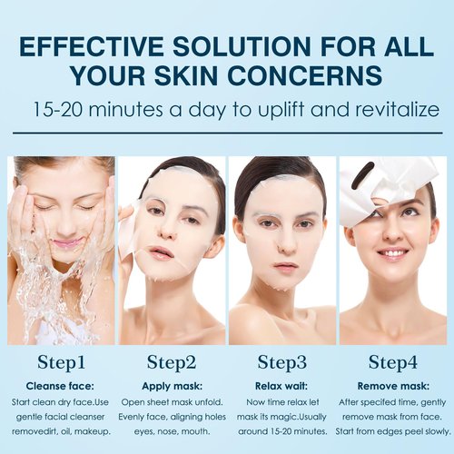 IREV Hyaluronic Acid Face Mask, Face Masks Skincare, Hydrating Mask For Face,Deep Moisturizing Face Sheet Mask, Facial Mask For All Skintypes, After Sun Face Mask, Hydrating Face Masks, Pack Of 10