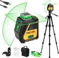 PREXISO 360 Laser Level with Tripod - Rechargeable Green Laser, 100Ft Range, 3 Brightness Settings for Precision Construction