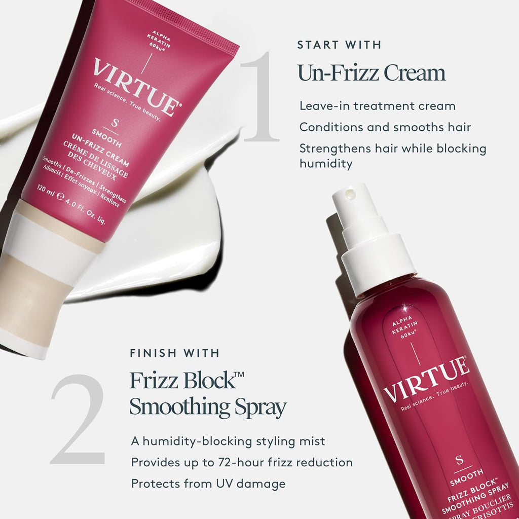 VIRTUE Frizz Block Smoothing Spray - Frizz Control Hair Treatment, Heat & Humidity Protection, 5 Fl Oz