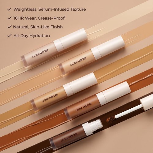 Laura Mercier Real Flawless Weightless Perfecting Serum Concealer, Long-Lasting, Waterproof, & Crease-Proof Wear, Buildable Coverage, Oil-Free, 1C1 - Light with cool undertones