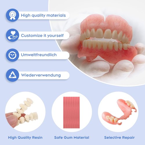 Denture Do it Yourself Full Set of Top and Bottom Fake Teeth, for Improve Smile, DIY Kit Easy and Convenient, Fake Teeth Repair Missing Teeth, Protect Your Teeth -0205