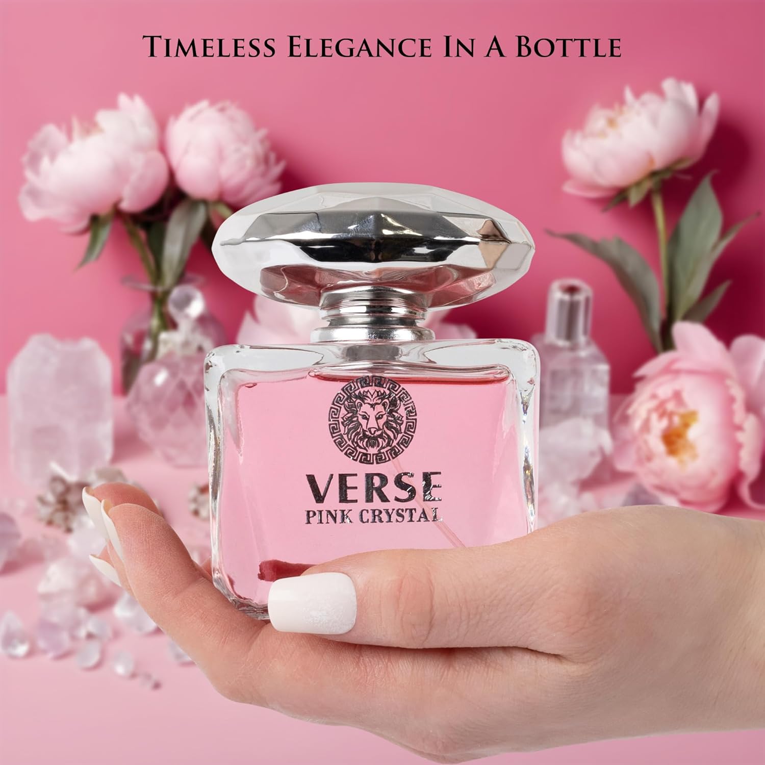 Verse Pink Crystal Eau De Parfum for Women - Floral & Fruity Scent with Pomegranate & Yuzu - 100ml Elegant Bottle
