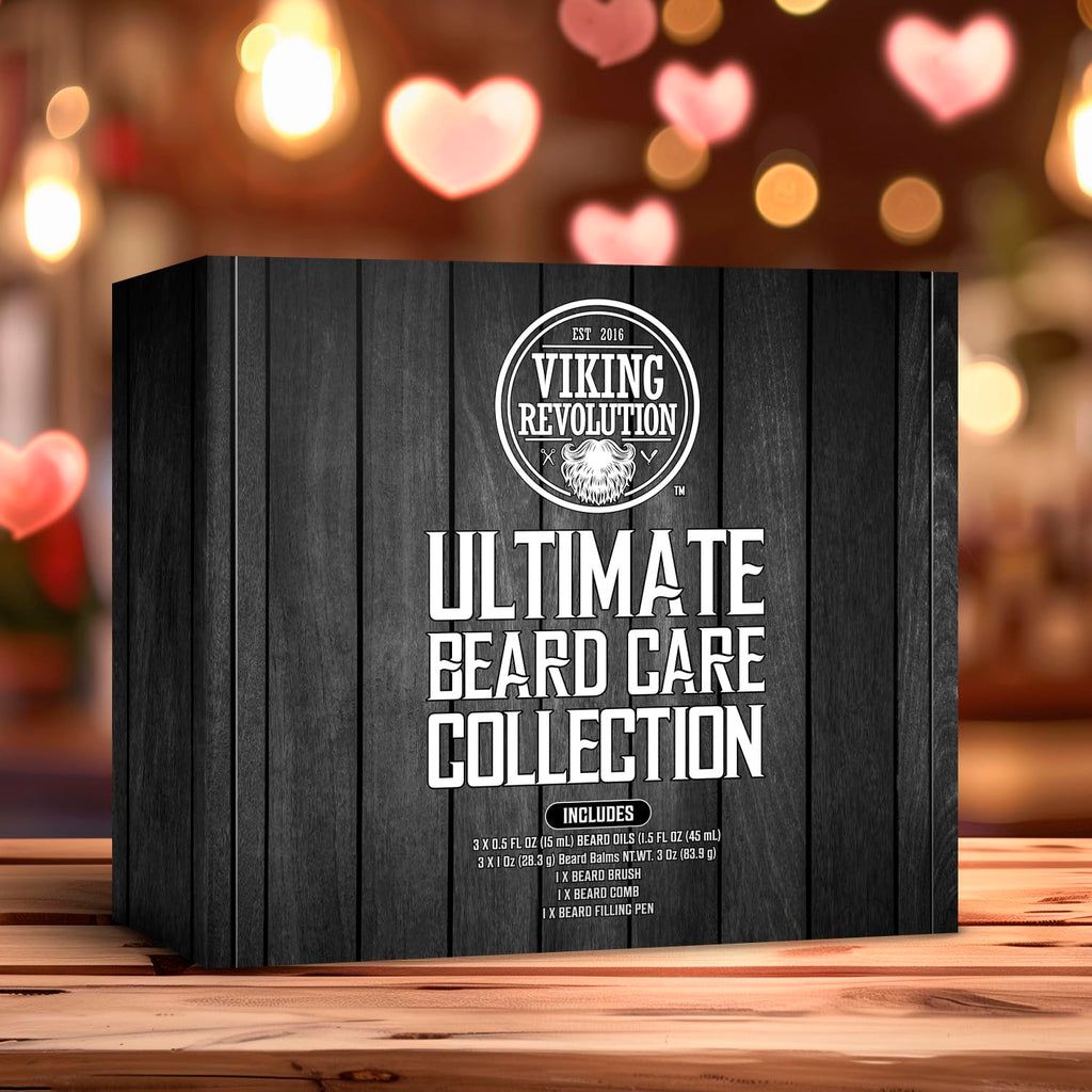 Viking Revolution Ultimate Beard Care Collection - Gifts for Men Includes Oil, Balm, Brush, Comb and Pen - Beard Kit for Men with Sandalwood, Spiced Vanilla, Coffee Whiskey, Sweet Tobacco