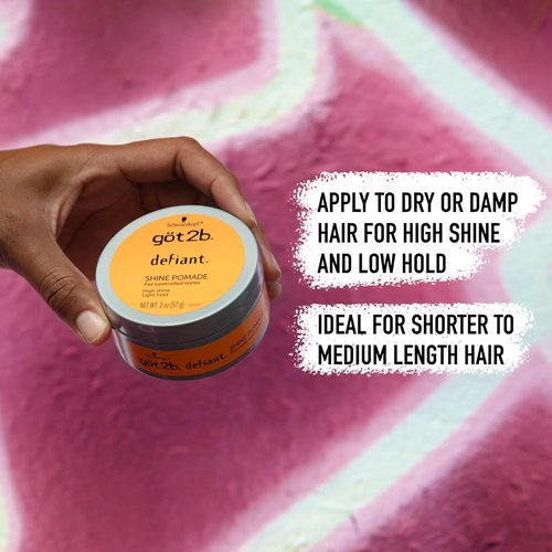 Got2b Defiant Shine Pomade - High Shine Hair Styling for Men & Women | 2 Fl Oz, Tames Unruly Hair