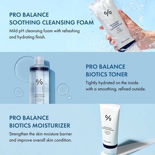 Dr.Ceuracle Pro Balance Moisture Barrier Set - Moisturizing pH Balanced Korean Skincare Gift Set included Cleansing Foam, Toner, Cream