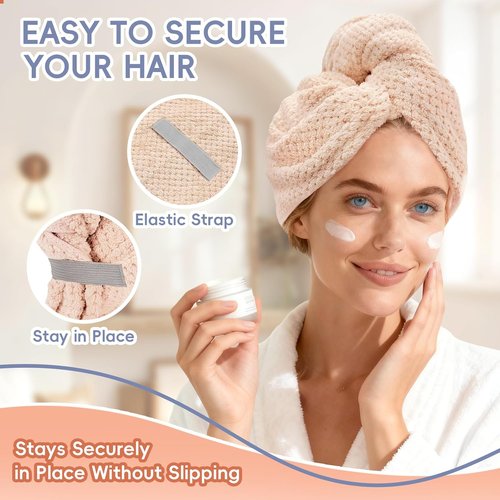 Skiennix Large Microfiber Hair Towel - Super Soft Quick Dry Wrap for Curly Hair | 24''x40'' Pink