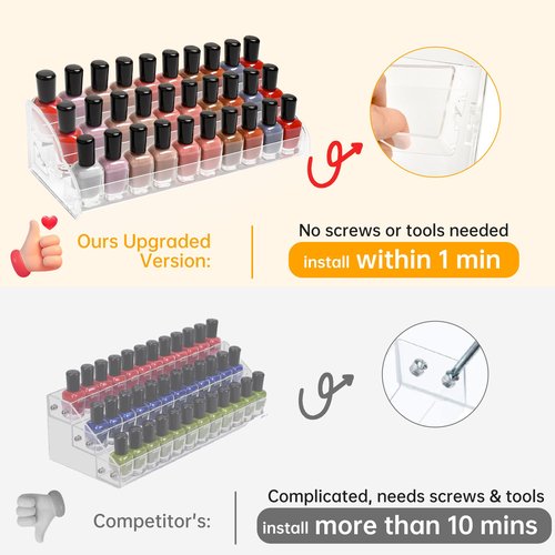Nimiah Nail Polish Storage Organizer - 3 Tiers Nail Polish Holder Acrylic Cosmetics Display Rack for Sunglass Essential Oils Ink Bottles