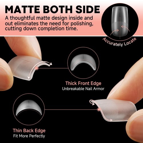 UNA GELLA Short Square Nail Tips Pre-buff Soft Gel Nail Tips Matte Square False Nails Tips Acrylic Full Cover 504Pcs 15Sizes Gelly Press On Nails Fake Nails Tips for Nail Extension DIY Salon