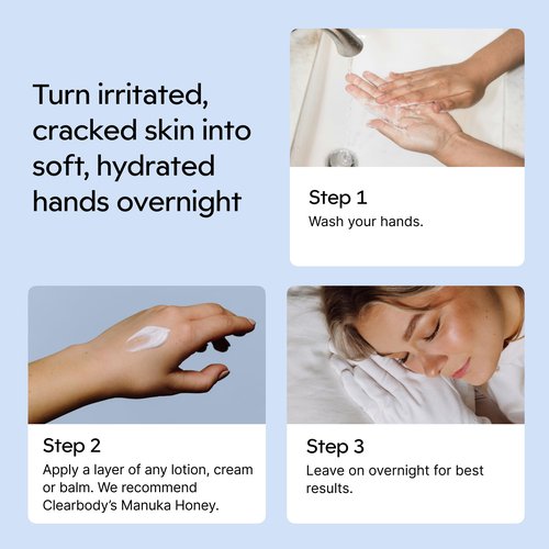 Clearbody Organics 100% Organic Cotton Gloves for Dry Hands Sleeping - Breathable Cotton for Eczema - Moisturizing Gloves Overnight (5 Pairs, Size M)