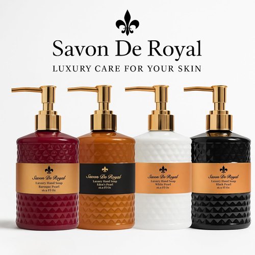 Savon De Royal Luxury Liquid Hand Soap - Jasmine Scent, Moisturizing & Vegan | 16.9 Fl Oz Refillable Bottle