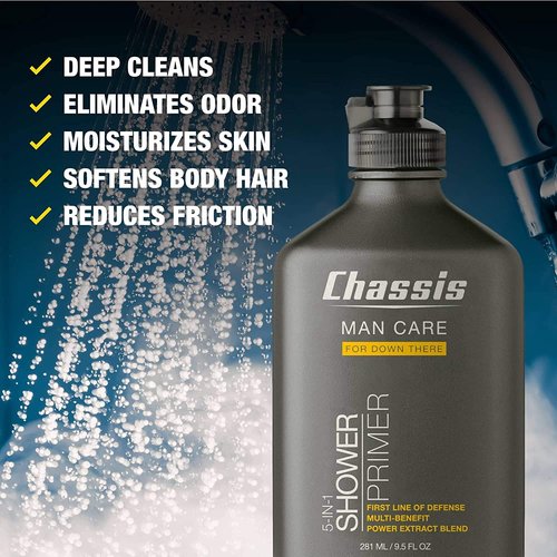 Chassis 5-in-1 Shower Primer - Men's Anti-Chafing Gel & Deep-Cleansing Bodywash | 8 Oz