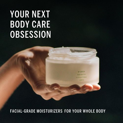 Corpus - Nº Green Body Butter | Ultra-Rich Whipped Cream for Luxurious Hydration | Plant-Based with Tremella Mushroom & Vegan Squalane (160 ml/5.5 oz)