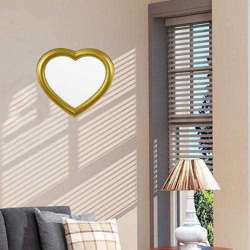 LuHeToz Heart Shaped Mirror Heart Shape Mirror for Home Decor Valentine Decorations 12.6x11inch Gold