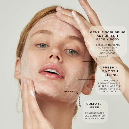 Biba De Sousa Daily Cleanser - Exfoliating Face & Body Wash for Normal/Oily Skin - Illuminates & Refines (8 oz)