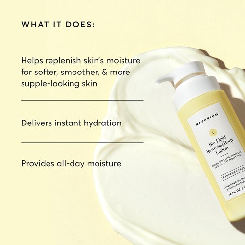 Naturium Bio-Lipid Restoring Body Lotion - Fragrance-Free Shea Butter Formula | 14 oz