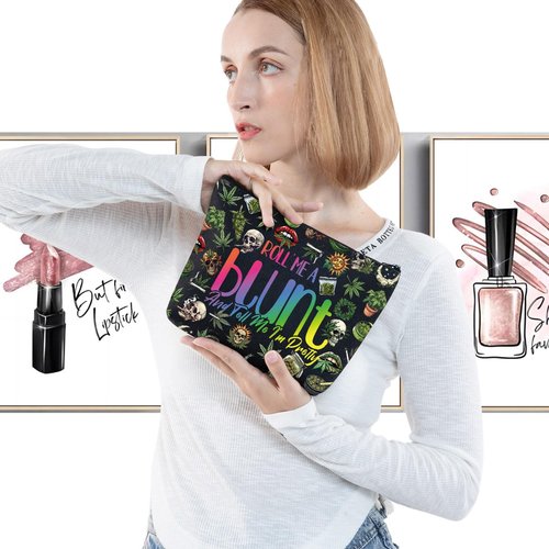 G2TUP Leaf Accessories Bag for Women Funny Cosmetic Bag Roll Me a Blunt and Tell Me I'm Pretty Zipper Pouch (Roll Blunt New)