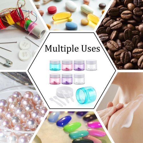 Decorniqu 8 Pack 2oz Travel Containers for Toiletries Plastic Cream Jars TSA Approved Refillable Travel Bottles for Toiletries Leak-proof Containers with Lid for Makeup Cosmetics