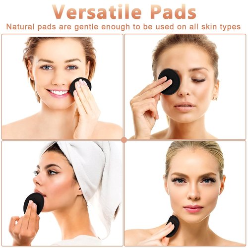 Foaincore Reusable Makeup Remover Pads - 40 Soft Bamboo Cotton Rounds with Storage Bag | Black