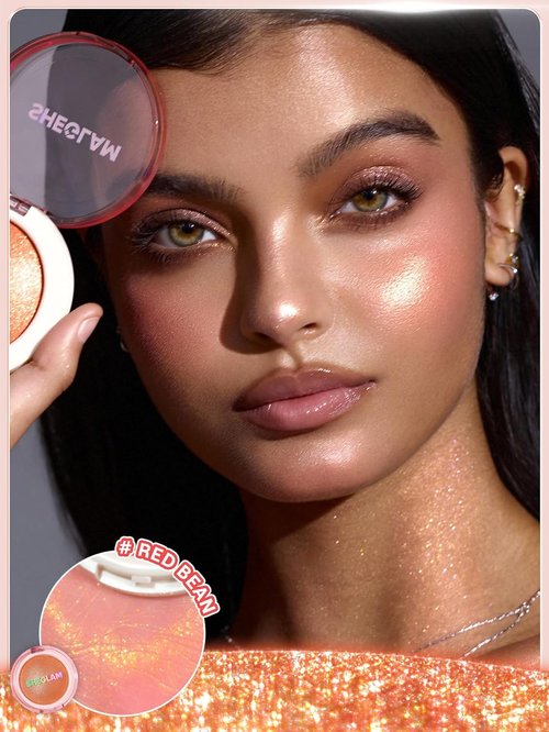 SheGlam Glowchi Bouncy Highlighter - Mochi-Like Formula for Long-Lasting Shimmer | Red Bean
