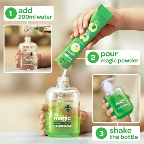 Godrej protekt Handwash Refill Mr Magic Powder to Liquid Hand wash Refill Pack with Neem and Aloevera