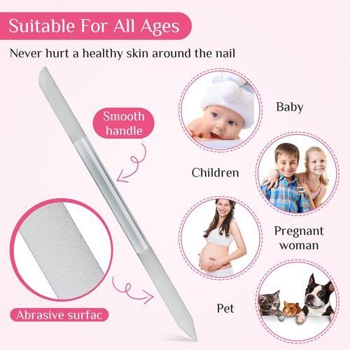 Maitys 6 Pieces Glass Cuticle Pusher Glass Cuticle Stick Set Double Sided Crystal Nail Files Precision Manicure Pedicure Pusher Tools(Dark Gray)