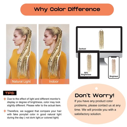 SEIKEA 2PCS Boho Braided Ponytail Extension with Hair Tie, 24" Long Viking Dreadlock Beads Ponytail Hand-braided Braids Hair Extensions Lightweight Natural Synthetic Hairpiece for Festival Cosplay