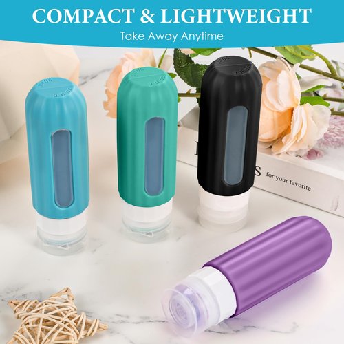 LofyJoy Reusable Silicone Travel Bottles for Toiletries TSA Approved, Leak Proof Travel Size Bottles Refillable Travel Containers for Shampoo Conditioner Mini Bottles 3 oz