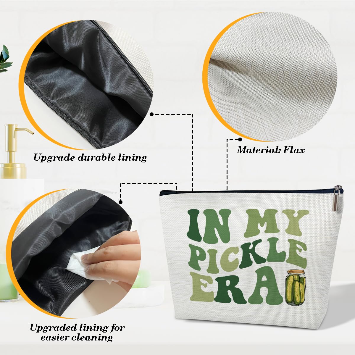 Ythuil Funny Pickle Gifts for Pickle Lovers, Cool Gifts for Best Friends, Makeup Travel Toiletry Bag, Thank You Present for Women, Birthday Present for Sister, Teen, Bestie, Daughter, Niece, Bff