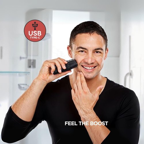 GAMMA+ Boosted Cordless Double Foil Shaver, USB-C Rechargeable with Integrated Micro Trimmer (Foil Shaver)