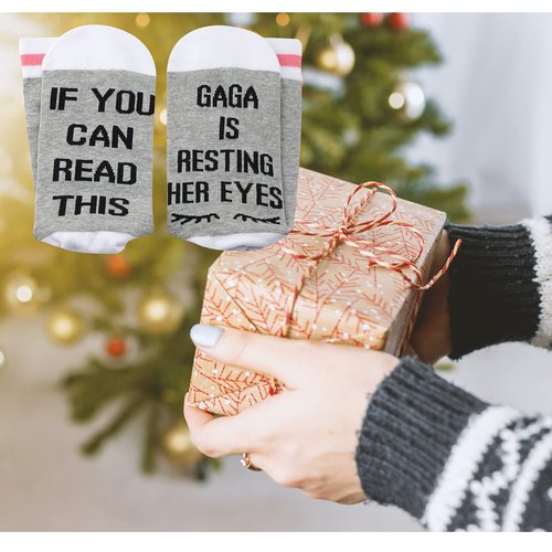 2PAIRS Gaga Gift If You Can Read This Gaga Is Resting Her Eyes Socks Grandma Birthday Gift Mother's Day Gift (Gaga resting eyes)