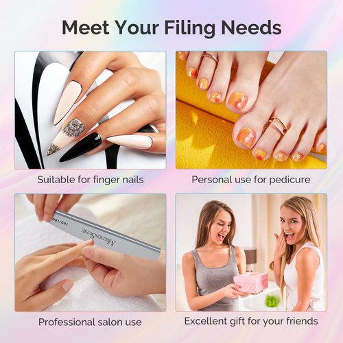 MelodySusie 16Pcs Professional Nail Buffer Kit,Nail Files and Buffers,Nail Buffer Block,Nail Brush, Nail File Buffers Kit for Natural Nails,DIY,Home Use,Salon（100/180 Grit）
