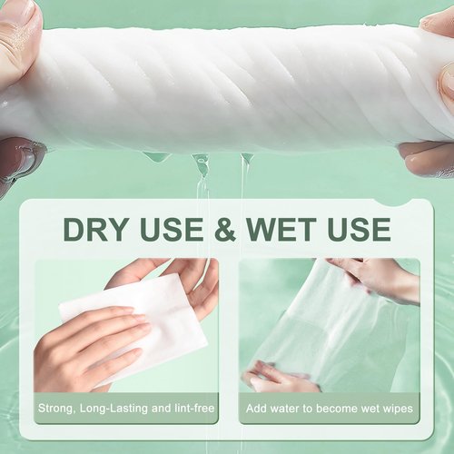 MPK Disposable Face Towel - 100% Cotton Tissues, Unscented Facial Wash Cloth for Sensitive Skin, Super Soft & Thick Facial Towels, Makeup Remover Dry Wipes, 492 Count