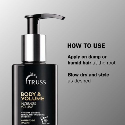 TRUSS Body & Volume Styling Cream - Heat-Activated Hair Volumizer for Texture, Fullness & Shine - Frizz Control Hair Care Products for Thin & Oily Strands (8.45 fl oz)