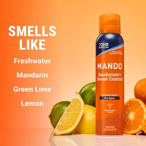 Mando 72 Hour Sweat & Odor Control Spray for Men - Invisible Antiperspirant Deodorant | Low Irritation Formula - 2 Pack