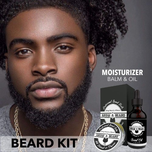 Beard Brush, Beard Comb, Beard Oil, & Beard Balm Grooming Kit for Men's Care, Travel Facial Hair Set for Growth, Styling, Shine & Softness, Great Gifts for Him, Fathers Day, Dad Gifts