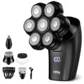 7D Arc Magnetic Head Shaver by [Brand Name] - Waterproof 5-in-1 Electric Razor & Grooming Kit, Black