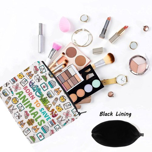 LEVLO Veterinarian Cosmetic Make Up Bag Veterinary Technician Gift Born To Save Animals Makeup Zipper Pouch Bag For Veterinarian Assistant Student (Save Animals F Bag)