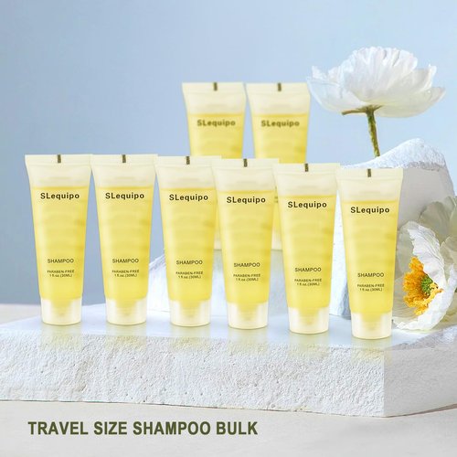 SLequipo 100 Pack Travel Size Refreshing Shampoo Amenities, 1fl oz Mini Shampoo Bottles