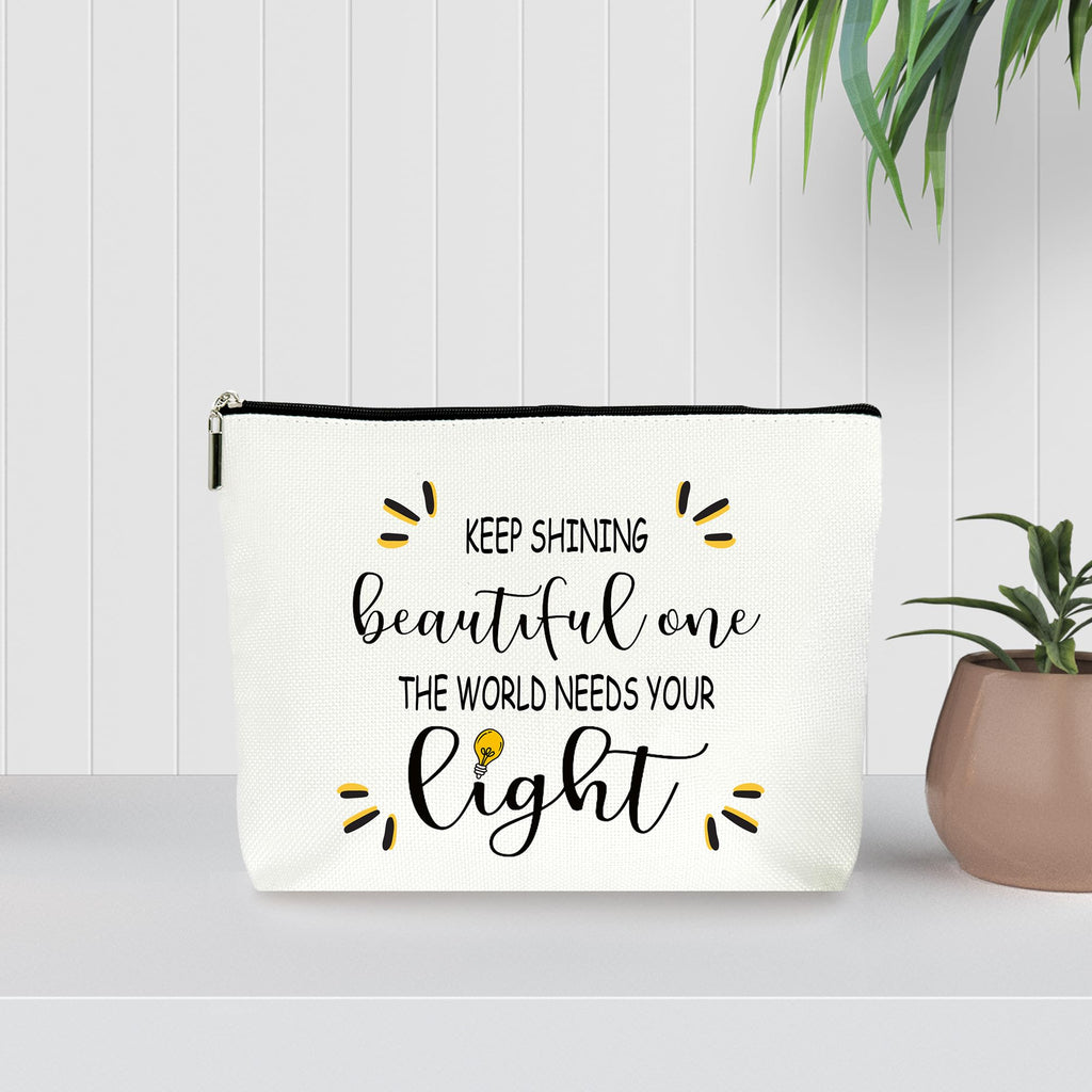 ZYQFN Inspirational Makeup Bag Cosmetic Bag, Motivational Gifts, Birthday Christmas Mothers Day Gifts For Women Mom Friends Sister Wife Grandma Aunt Daughter, The World Needs Your Light.(012)