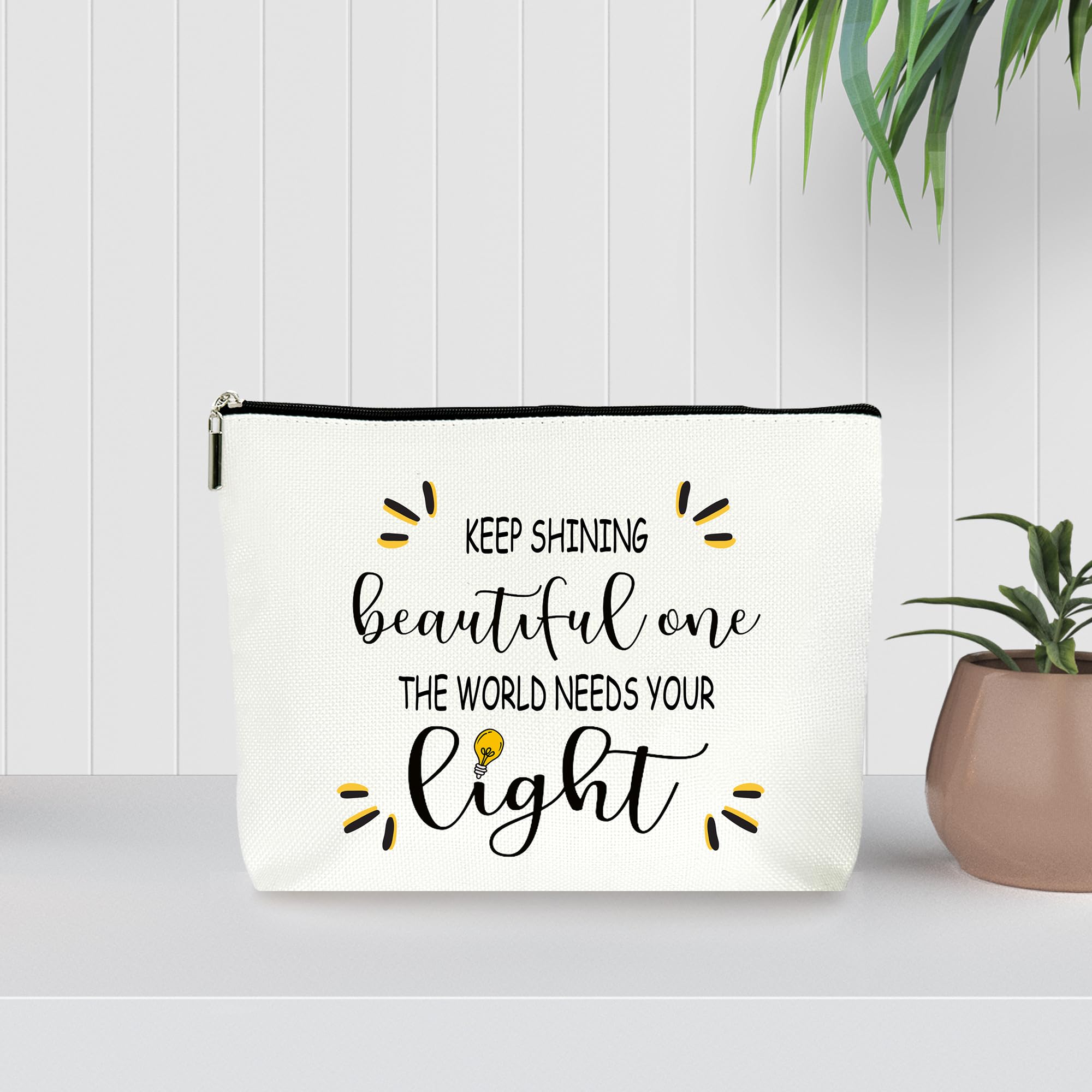 ZYQFN Inspirational Makeup Bag Cosmetic Bag, Motivational Gifts, Birthday Christmas Mothers Day Gifts For Women Mom Friends Sister Wife Grandma Aunt Daughter, The World Needs Your Light.(012)